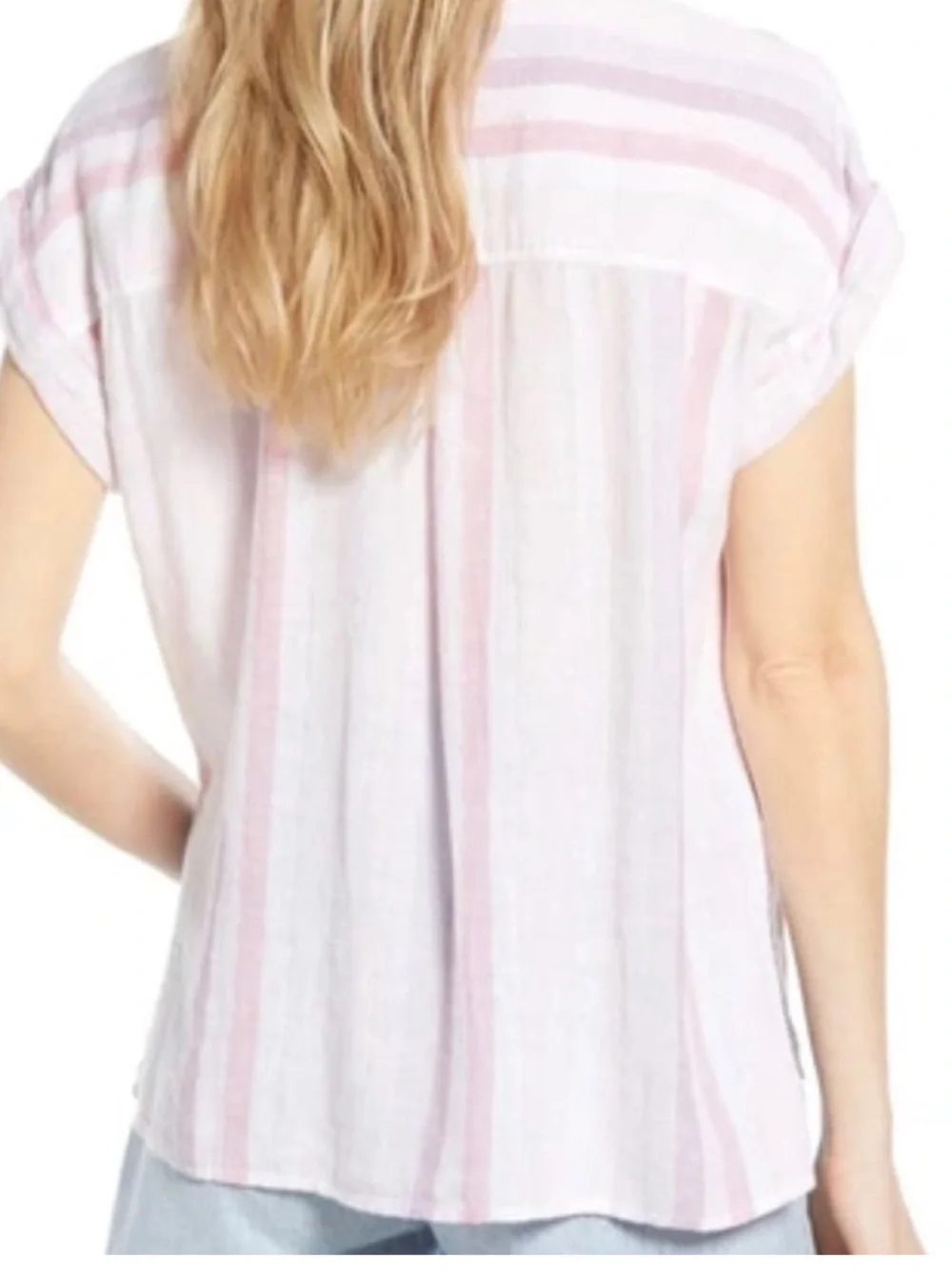 RAILS Whitney Sahara Stripe Linen Blend Oversized Button Shirt Size XS
